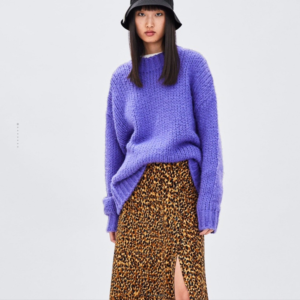 Zara Leopard Midi Skirt w/ Slit